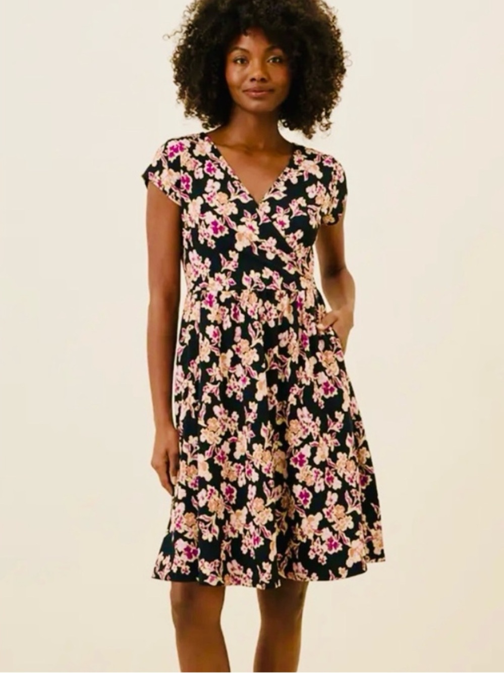 Pact Fit & Flare Crossover Organic Cotton, Floral Dress, Size XXL - Picture 2 of 11